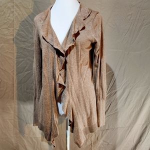 Loft oatmeal‎ sz S lightweight waterfall front feminine cardigan sweater